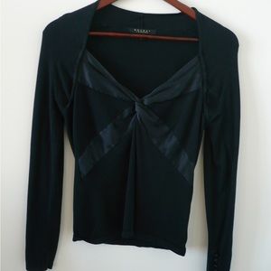 Vintage Satin and Knit Longsleeve Top, Nougat London, Size 3